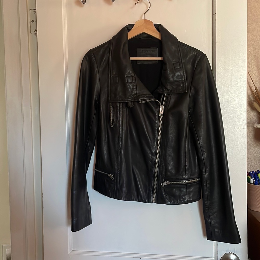 Black leather All Saints women’s jacket